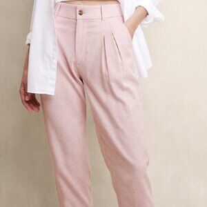 Linen Herringbone Pleated Pant